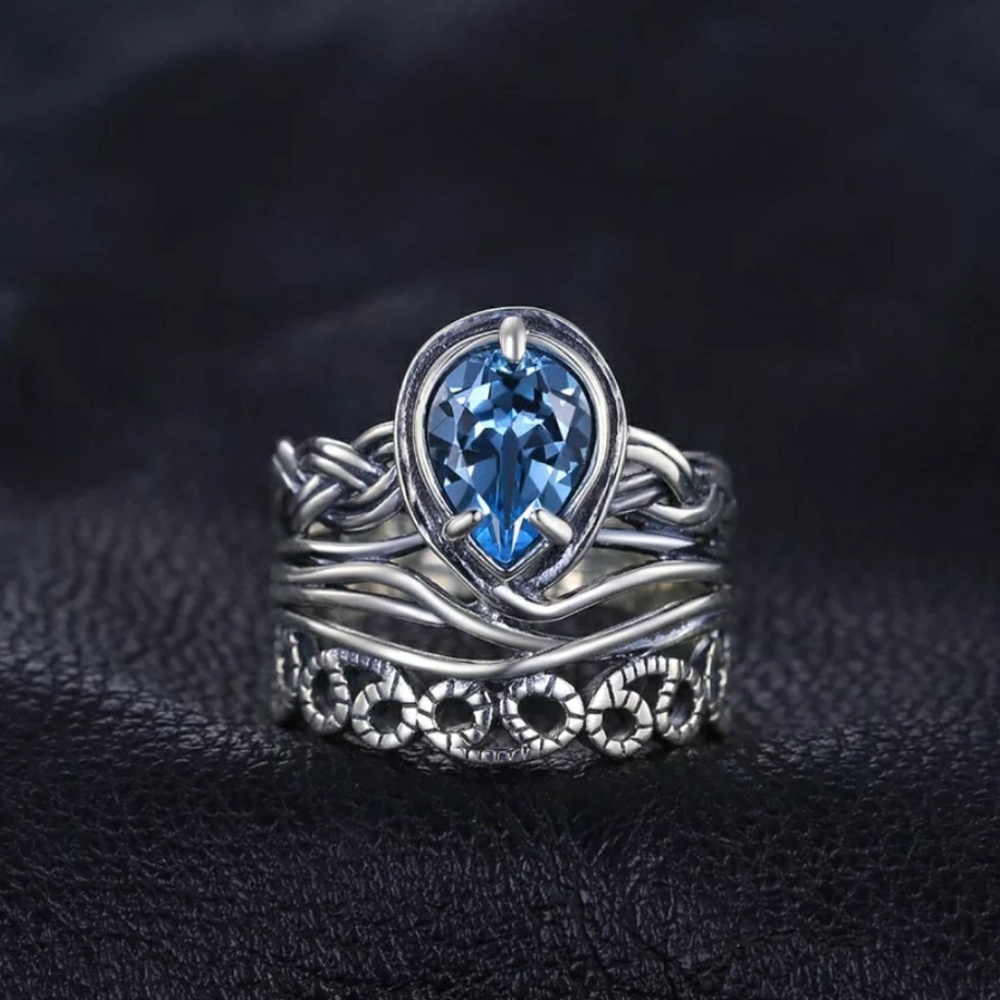 Blue topaz sterling silver ring, vintage ring